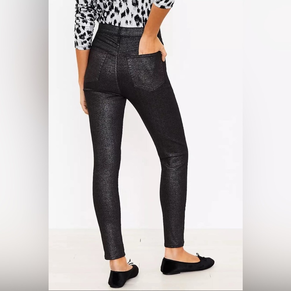 LOFT SHIMMER HIGH RISE SKINNY JEANS - Picture 3 of 13
